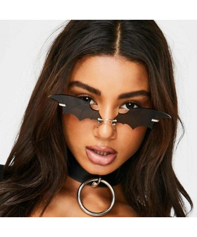 Rectangular Party Sunglasses Irregular Hippie Shades with Colored Lenses Funny Bat Shape Sunglasses - C - CO190LRRW3I $19.64