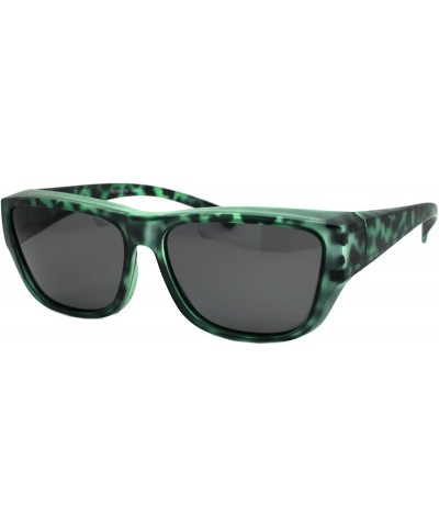 Rectangular TAC Polarized Lens Fit Over Sunglasses Matted Tortoise Print Rectangular UV400 - Green - CU194G6RZQR $28.99