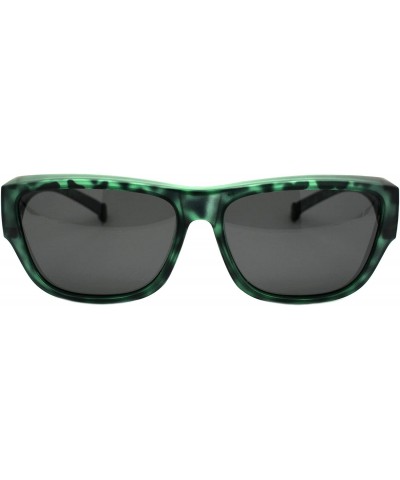 Rectangular TAC Polarized Lens Fit Over Sunglasses Matted Tortoise Print Rectangular UV400 - Green - CU194G6RZQR $17.54