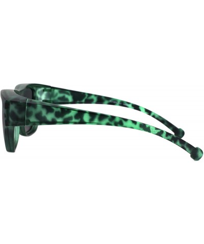 Rectangular TAC Polarized Lens Fit Over Sunglasses Matted Tortoise Print Rectangular UV400 - Green - CU194G6RZQR $17.54