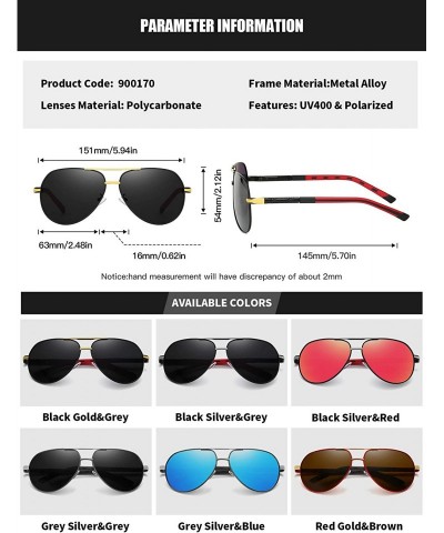 Aviator Polarized Sunglasses for Men Classic Aviator Lens Alloy Frame for Driving Fishing Golf UV400 Protection - CR18AYS549Y...