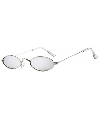 Semi-rimless Fashion Mens Womens Retro Small Oval Sunglasses Metal Frame Shades Eyewear - G - CS18N02RWYH $9.92