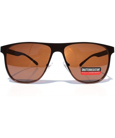 Square SIMPLE Flat Top Squared Style Men's Designer Fashion Sunglasses - Brown - C518ZCNEKCR $23.09