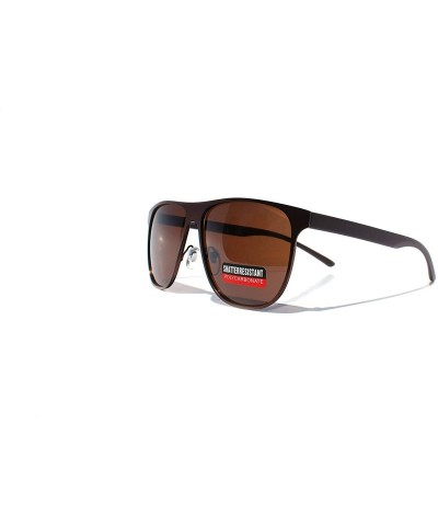 Square SIMPLE Flat Top Squared Style Men's Designer Fashion Sunglasses - Brown - C518ZCNEKCR $10.83