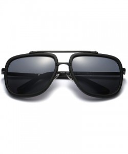 Aviator Fashion Oversized Aviator Polarized Sunglasses - Black 2 - CW182Q8IK4E $15.43