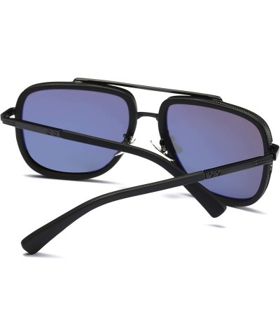 Aviator Fashion Oversized Aviator Polarized Sunglasses - Black 2 - CW182Q8IK4E $15.43
