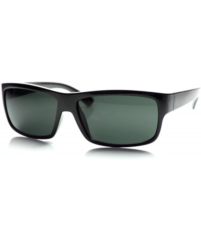 Sport Modern Rectangular Action Sports Sunglasses (Shiny-Black) - CY11MV6163X $13.11