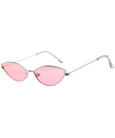 Cat Eye Cat Eye Sunglasses for Women Men Vintage Oval Small Frame Sun Glasses Eyewear (F) - F - CK19034QOOK $20.23