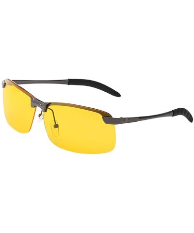 Semi-rimless Women/Men Polarized Night Driving Glasses Metal Semi-rimless Sunglasses - Black Frame - CV18RO0EZIO $8.40