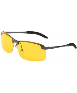 Semi-rimless Women/Men Polarized Night Driving Glasses Metal Semi-rimless Sunglasses - Black Frame - CV18RO0EZIO $8.40