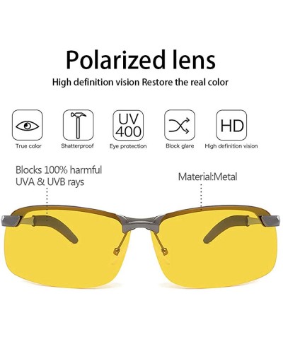 Semi-rimless Women/Men Polarized Night Driving Glasses Metal Semi-rimless Sunglasses - Black Frame - CV18RO0EZIO $8.40