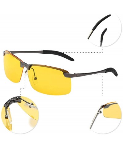 Semi-rimless Women/Men Polarized Night Driving Glasses Metal Semi-rimless Sunglasses - Black Frame - CV18RO0EZIO $8.40