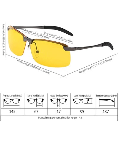 Semi-rimless Women/Men Polarized Night Driving Glasses Metal Semi-rimless Sunglasses - Black Frame - CV18RO0EZIO $8.40