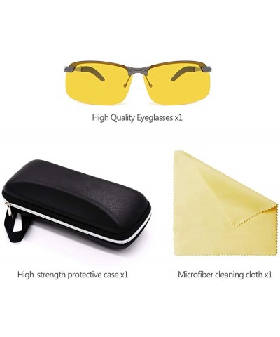 Semi-rimless Women/Men Polarized Night Driving Glasses Metal Semi-rimless Sunglasses - Black Frame - CV18RO0EZIO $8.40