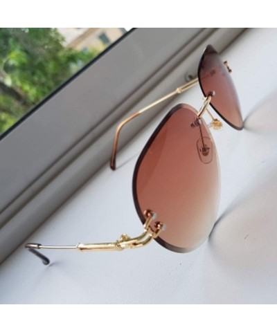 Goggle RimlSunglasses Women Design Sun Glasses Metal Farme Gradient Shades Cutting Lens Ladies Goggles UV400 BOX - Gray - CU1...