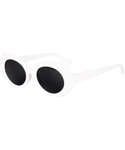 Oversized Bold Retro Oval Mod Thick Frame Sunglasses Round Lens Kurt Cobain Clout Goggles - White - CX18HLQ05AL $12.14