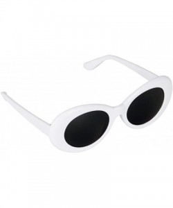 Oversized Bold Retro Oval Mod Thick Frame Sunglasses Round Lens Kurt Cobain Clout Goggles - White - CX18HLQ05AL $12.14