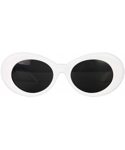 Oversized Bold Retro Oval Mod Thick Frame Sunglasses Round Lens Kurt Cobain Clout Goggles - White - CX18HLQ05AL $12.14