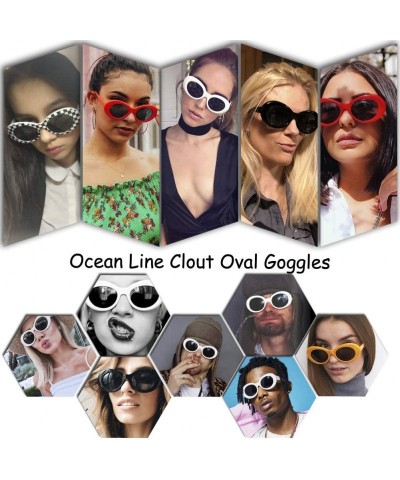 Oversized Bold Retro Oval Mod Thick Frame Sunglasses Round Lens Kurt Cobain Clout Goggles - White - CX18HLQ05AL $12.14