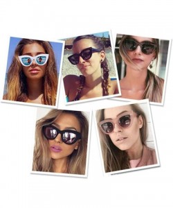 Oversized Retro Cateye Sunglasses for Women Mirrored Lens UV400 Shades - Black and Demi Tortoise - CV18IE70O4H $10.47