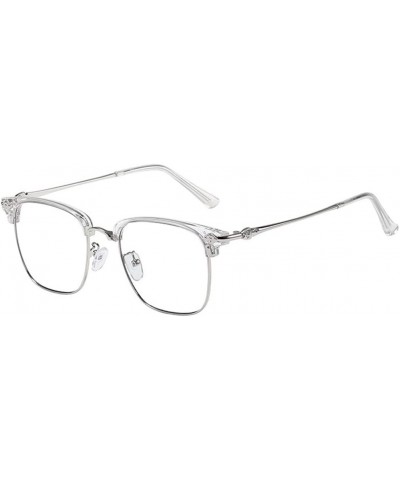 Semi-rimless Retro Blue Light Blocking Glasses for Men Women Oval Rimless Clear Lens Computer Eyewear - 4 - C4193DXX5NN $15.25