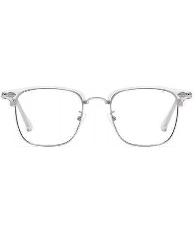 Semi-rimless Retro Blue Light Blocking Glasses for Men Women Oval Rimless Clear Lens Computer Eyewear - 4 - C4193DXX5NN $15.25