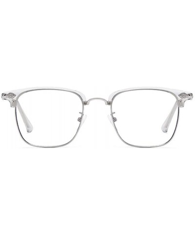 Semi-rimless Retro Blue Light Blocking Glasses for Men Women Oval Rimless Clear Lens Computer Eyewear - 4 - C4193DXX5NN $15.25