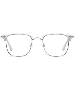 Semi-rimless Retro Blue Light Blocking Glasses for Men Women Oval Rimless Clear Lens Computer Eyewear - 4 - C4193DXX5NN $15.25