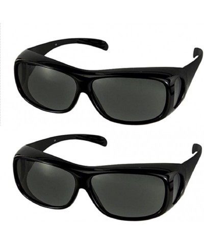 Round Unisex Polarized Fit Over Sunglasses Wear Over Cover Over Glasses - 2 Black - CI12IDLJGZ9 $42.47