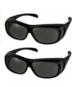 Round Unisex Polarized Fit Over Sunglasses Wear Over Cover Over Glasses - 2 Black - CI12IDLJGZ9 $26.76