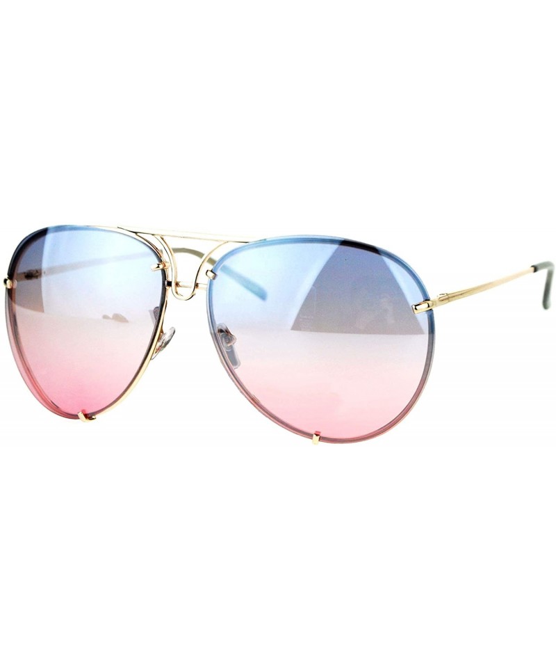 Rimless Womens Retro Rimless Oversize Luxury Designer Pilot Sunglasses - Pink Grey - C012NAI8HDO $9.41