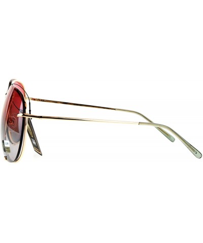 Rimless Womens Retro Rimless Oversize Luxury Designer Pilot Sunglasses - Pink Grey - C012NAI8HDO $9.41