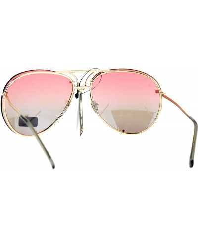 Rimless Womens Retro Rimless Oversize Luxury Designer Pilot Sunglasses - Pink Grey - C012NAI8HDO $9.41