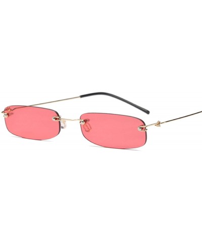 Rimless Sunglasses For Men Gold Metal Frame Black Small Rectangle Rimless Sunglasses - As Shown in Photo-6 - C318W4S0SA9 $46.97