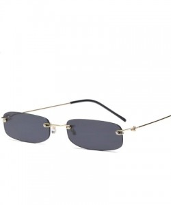 Rimless Sunglasses For Men Gold Metal Frame Black Small Rectangle Rimless Sunglasses - As Shown in Photo-6 - C318W4S0SA9 $30.24