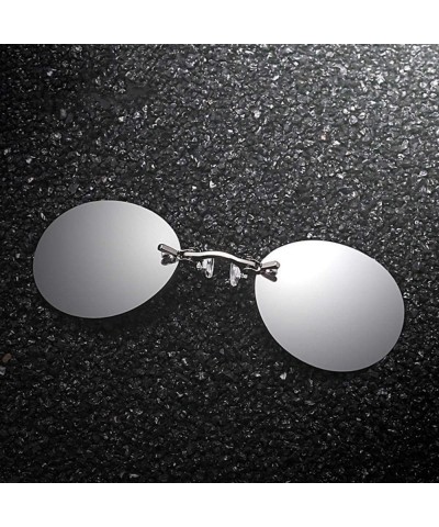 Rimless Sunglasses Clip On Nose Sunglasses Men Matrix Morpheus Rimless Sun Glasses Round Glasses Uv400 - CV18U0LMZG0 $31.71