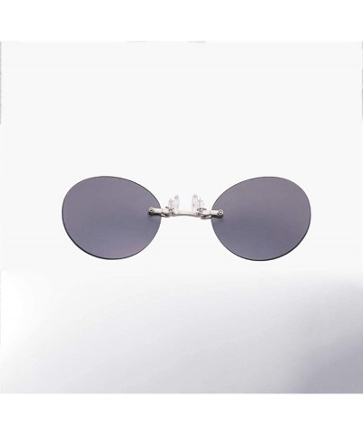 Rimless Sunglasses Clip On Nose Sunglasses Men Matrix Morpheus Rimless Sun Glasses Round Glasses Uv400 - CV18U0LMZG0 $31.71