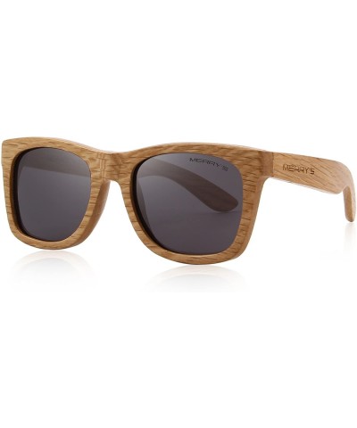 Square Men Wooden Polarized Sunglasses 100% UV Protection vintage Eyewear S5140 - Black - C8186D7OM7H $17.28