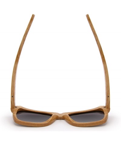 Square Men Wooden Polarized Sunglasses 100% UV Protection vintage Eyewear S5140 - Black - C8186D7OM7H $17.28