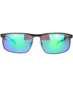 Sport Polarized Mens Metal Rim Flat Top Narrow Sport 90s Sunglasses - Gunmetal Teal Mirror - CM18MDYZE6K $16.45