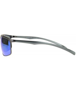 Sport Polarized Mens Metal Rim Flat Top Narrow Sport 90s Sunglasses - Gunmetal Teal Mirror - CM18MDYZE6K $16.45