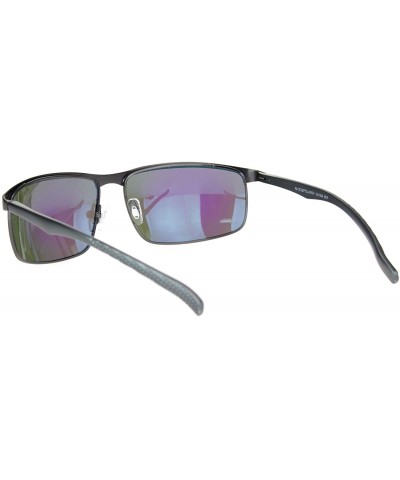 Sport Polarized Mens Metal Rim Flat Top Narrow Sport 90s Sunglasses - Gunmetal Teal Mirror - CM18MDYZE6K $16.45