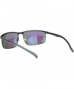 Sport Polarized Mens Metal Rim Flat Top Narrow Sport 90s Sunglasses - Gunmetal Teal Mirror - CM18MDYZE6K $16.45