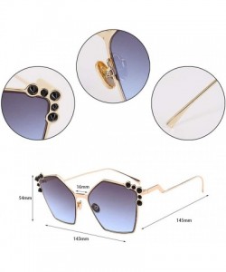 Square Womens Oversized Pearl Rhinestone Sunglasses Stylish Design Eyewear - C7 - CA18ZXK29SE $14.38