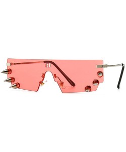 Square new retro punk studded exaggerated sunglasses men's personality big fashion ladies sunglasses UV400 - Pink - C2193XQNZ...