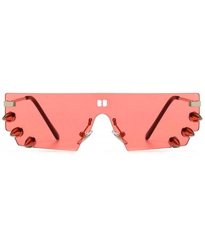 Square new retro punk studded exaggerated sunglasses men's personality big fashion ladies sunglasses UV400 - Pink - C2193XQNZ...