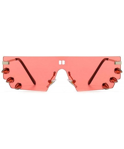 Square new retro punk studded exaggerated sunglasses men's personality big fashion ladies sunglasses UV400 - Pink - C2193XQNZ...