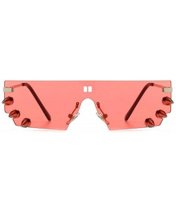 Square new retro punk studded exaggerated sunglasses men's personality big fashion ladies sunglasses UV400 - Pink - C2193XQNZ...