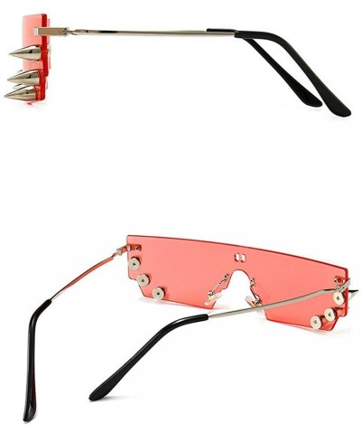 Square new retro punk studded exaggerated sunglasses men's personality big fashion ladies sunglasses UV400 - Pink - C2193XQNZ...