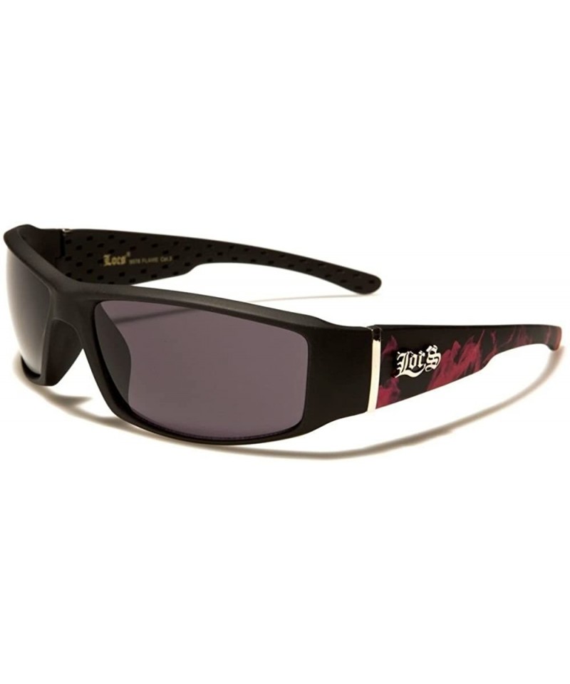 Rectangular Flame Print Sport Wrap Around Sunglasses - CZ18DU7UNXR $12.95